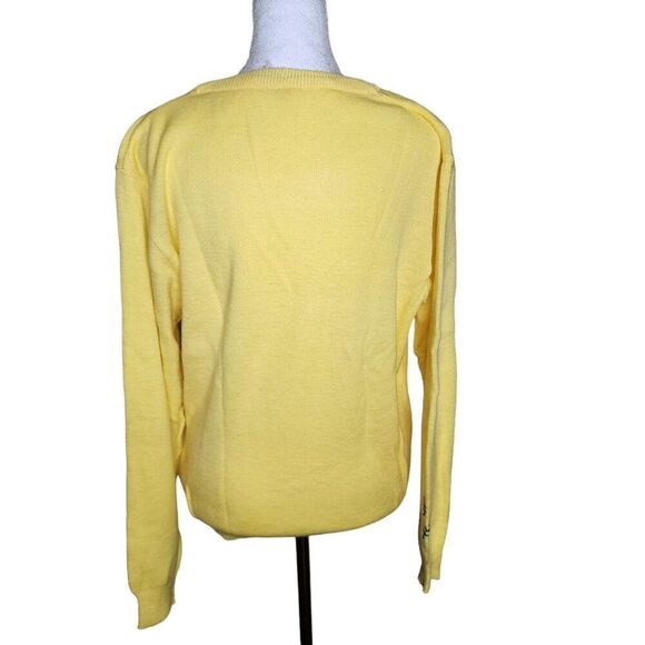 Vintage 80s Tree Frog Embroidered Sweater Womens Size L Yellow Novelty - Picture 5 of 7